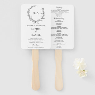Minimalist Monogram Formal Wedding Program Fan