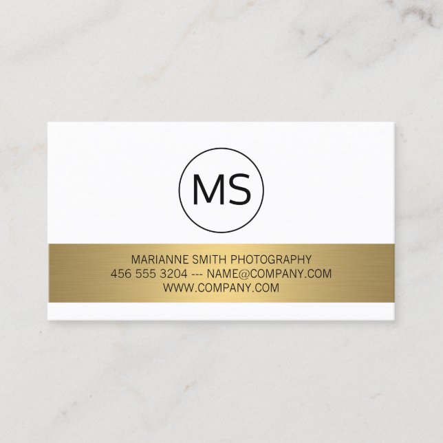 Minimalist / Monogram / Gold Bar Metallic Business Card (Front)