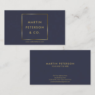 Minimalist Monogram Golden Square on Deep Grey Business Card