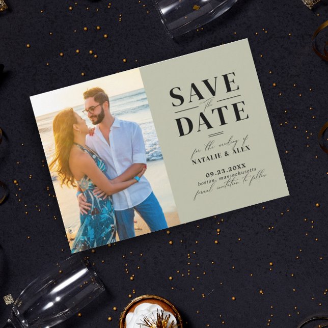 Minimalist Monogram Green Sage Website QR Code Pic Save The Date (Creator Uploaded)