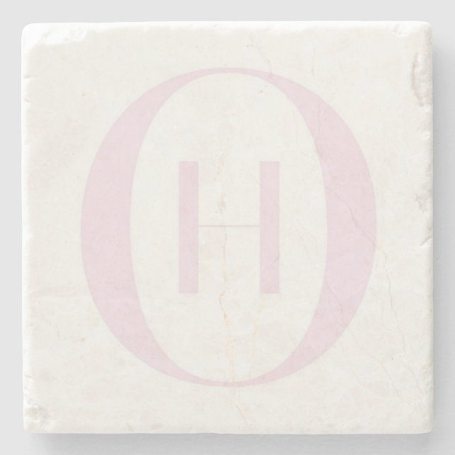 Minimalist Monogram H Marble Stone Coaster (Front)