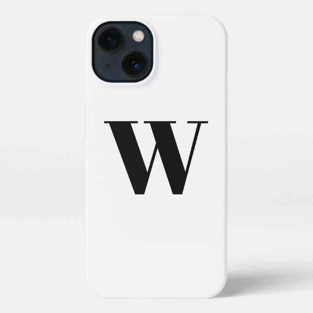 Minimalist monogram initial letter black and white iPhone case (Back)