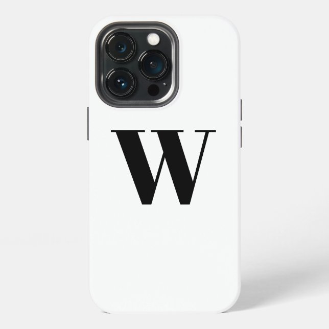 Minimalist monogram initial letter black white iPhone case (Back)