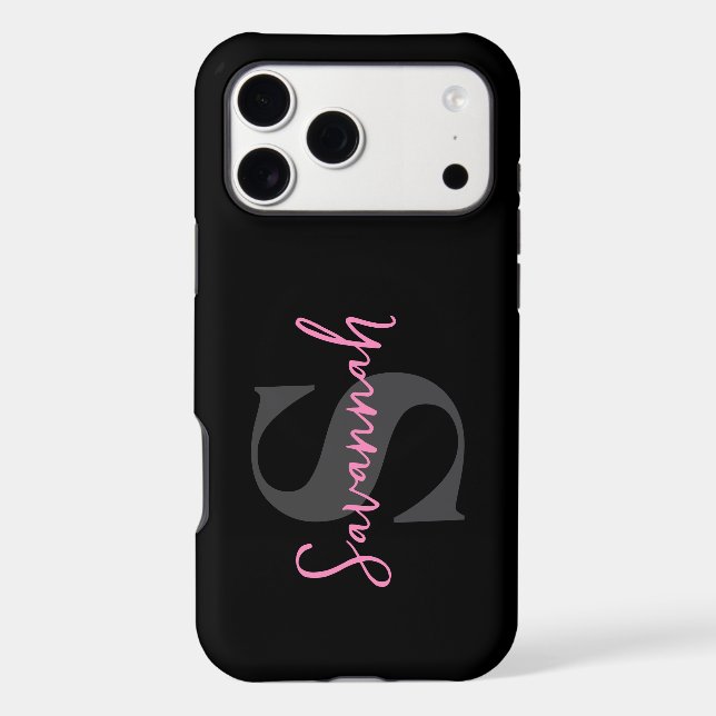 Minimalist Monogram Initial with Pink Script Name (Back)