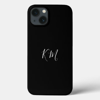 Minimalist monogram initials black Phone Case