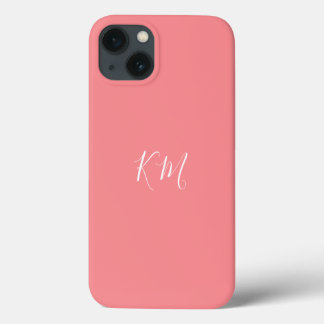 Minimalist monogram initials pink Phone Case