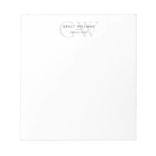 Minimalist Monogram Initials Professional Notepad