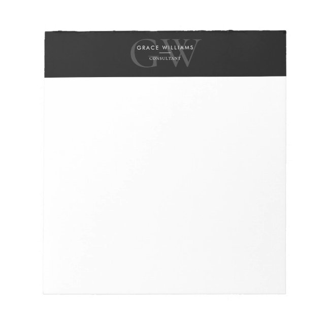 Minimalist Monogram Initials Professional Notepad (Front)