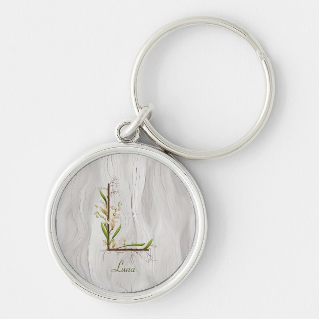 Minimalist Monogram L: Nature's Touch Key Ring (Front)
