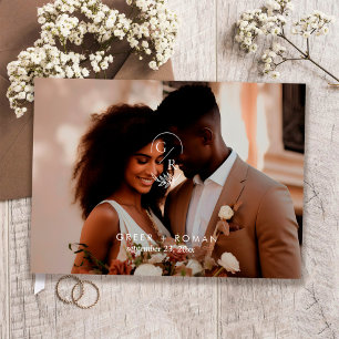 Minimalist Monogram Leaf Modern Photo Wedding  Guest Book