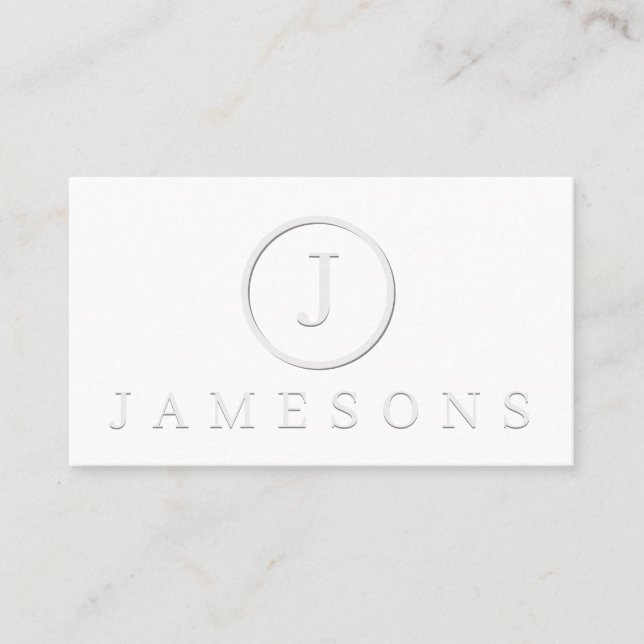 Minimalist Monogram Logo Embossed Effect Business Card (Front)