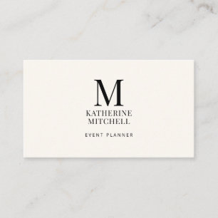 Minimalist Monogram Luxury Black/Ivory Logo QR Business Card