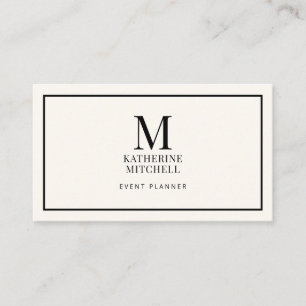 Minimalist Monogram Luxury Black/Ivory Logo QR Business Card