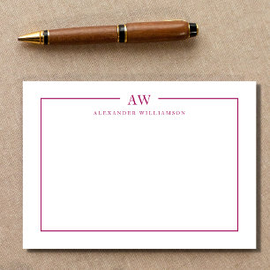 Minimalist Monogram Magenta Purple Card