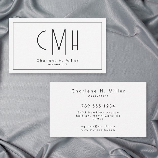 Minimalist Monogram Modern Professional Business Card (Minimalist Monogram Modern Professional Business Card)