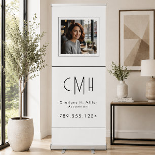 Minimalist Monogram Modern Professional Photo Retractable Banner