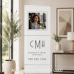 Minimalist Monogram Modern Professional Photo Retractable Banner