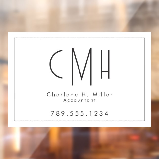 Minimalist Monogram Modern Professional Window Cling (Sheet 2)