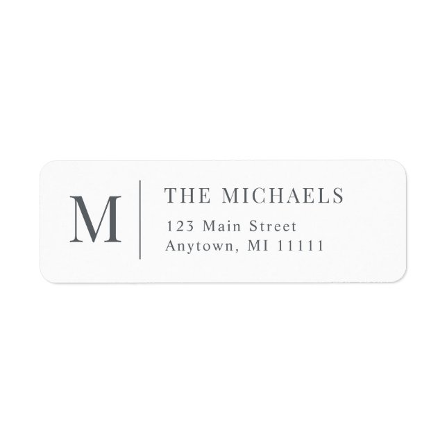 Minimalist Monogram Modern Return Address Label (Front)