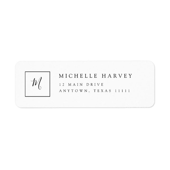 Minimalist Monogram Modern Return Address Label (Front)