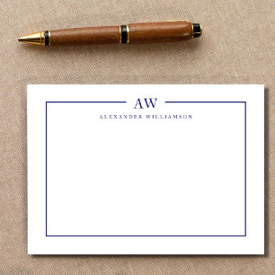 Minimalist Monogram Navy Blue  Card