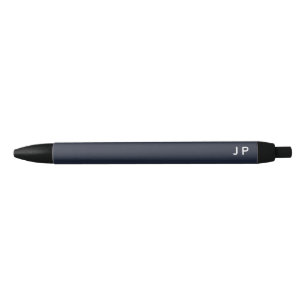 Minimalist Monogram Navy Blue White Gift Black Ink Pen