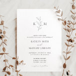 Minimalist Monogram Olive Leaf Branch Wedding Invitation<br><div class="desc">Minimalist Monogram Olive Leaf Branch Modern Garden Wedding Invitation Card. Celebrate your special day with this elegant and beautiful wedding invitation card to beautify your special occasion. All the texts are pre-arranged for you to personalise easily and quickly with your own details. If you need further customisation or matching items,...</div>