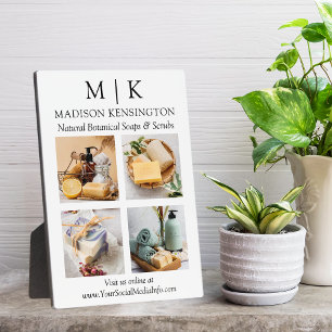 Minimalist Monogram or Add Logo Business 4 Photos Plaque