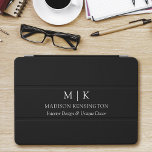 Minimalist Monogram or Add Logo Business Black iPad Air Cover<br><div class="desc">Modern Minimalist Tablet Cover. Black & White or choose your custom colours. Perfect for corporate,  small business,  company brands,  self employed and more. Easy to personalise with your monogram initials,  business name and information,  job title,  slogan or even add your logo or personal brand design.</div>