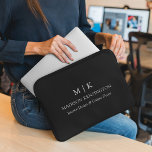 Minimalist Monogram or Add Logo Business Black Laptop Sleeve<br><div class="desc">Modern Minimalist Laptop Sleeve Cover. Black & White or choose your custom colours. Perfect for corporate,  small business,  company brands,  self employed and more. Easy to personalise with your monogram initials,  business name and information,  job title,  slogan or even add your logo or personal brand design.</div>