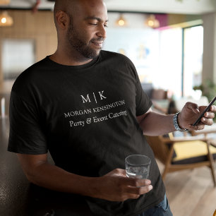 Minimalist Monogram or Add Logo Business Blk T-Shirt