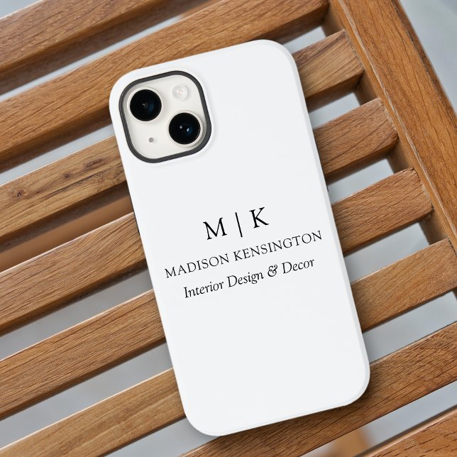 Minimalist Monogram or Add Logo Business Case-Mate iPhone Case (Edit to Customize text, colors and more)