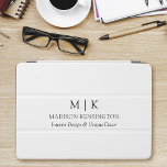Minimalist Monogram or Add Logo Business iPad Air Cover<br><div class="desc">Modern Minimalist Tablet Cover. Black & White or choose your custom colours. Perfect for corporate,  small business,  company brands,  self employed and more. Easy to personalise with your monogram initials,  business name and information,  job title,  slogan or even add your logo or personal brand design.</div>