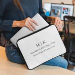 Minimalist Monogram or Add Logo Business Laptop Sleeve<br><div class="desc">Modern Minimalist Laptop Sleeve Cover. Black & White or choose your custom colours. Perfect for corporate,  small business,  company brands,  self employed and more. Easy to personalise with your monogram initials,  business name and information,  job title,  slogan or even add your logo or personal brand design.</div>