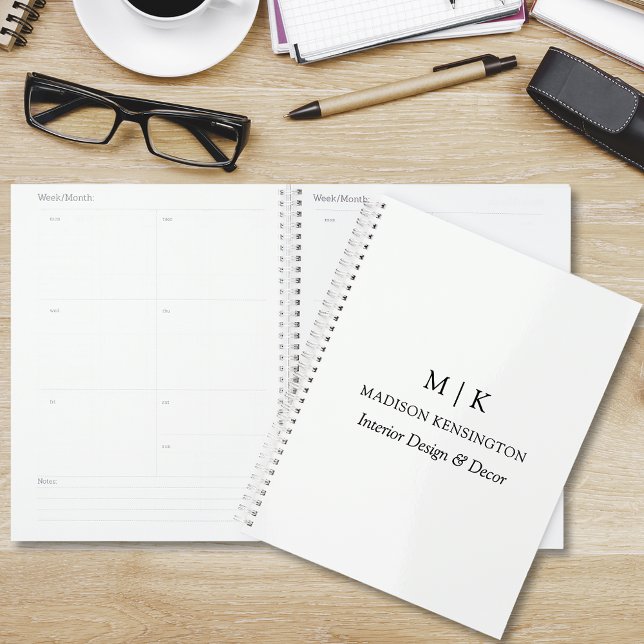 Minimalist Monogram or Add Logo Business Planner (Edit to Customize text, colors and more)