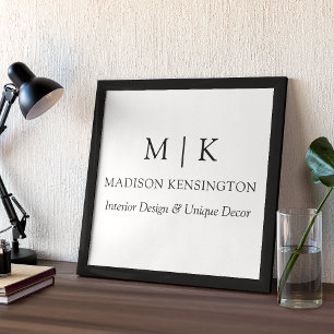 Minimalist Monogram or Add Logo Business Poster