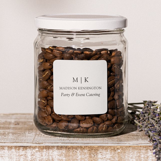 Minimalist Monogram or Add Logo Business Product Square Sticker (Creator Uploaded)