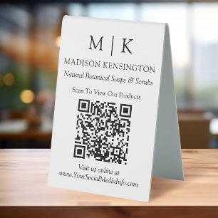 Minimalist Monogram or Add Logo Business QR Code