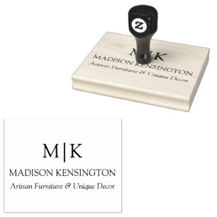 Minimalist Monogram or Add Logo Business  Rubber Stamp