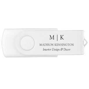 Minimalist Monogram or Add Logo Business USB Flash Drive