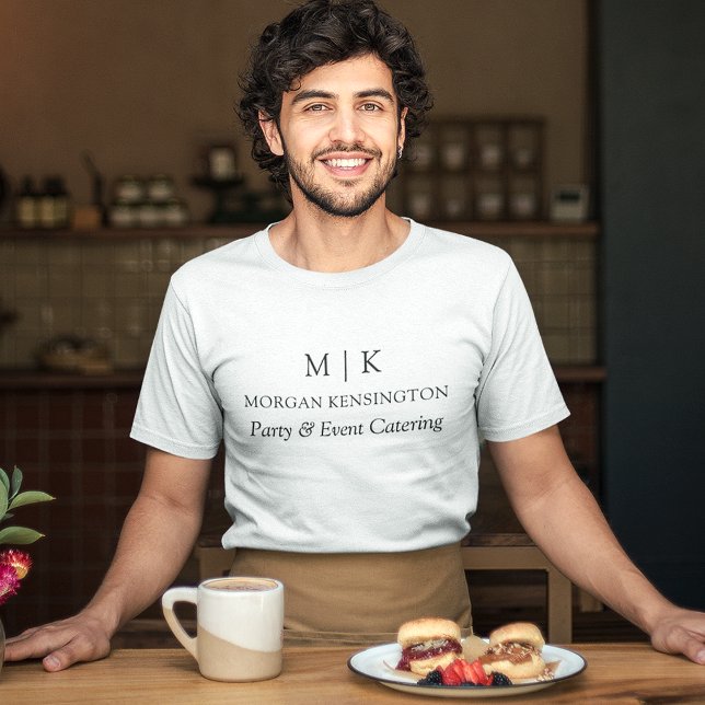 Minimalist Monogram or Add Logo Business Wht T-Shirt (Choose from a variety of shirt colors and styles)