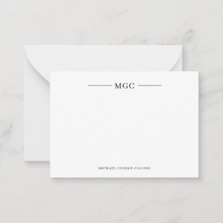 Minimalist Monogram Personalised Mens Note Card