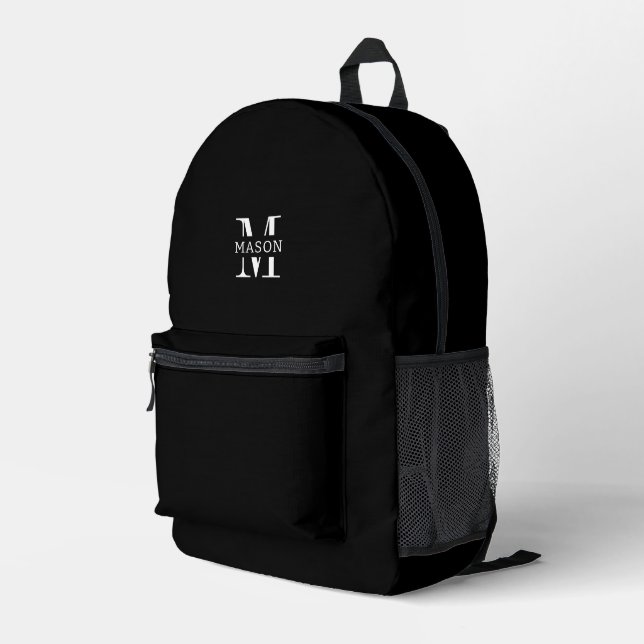 Minimalist Monogram Personalised Printed Backpack (Back Corner Right)