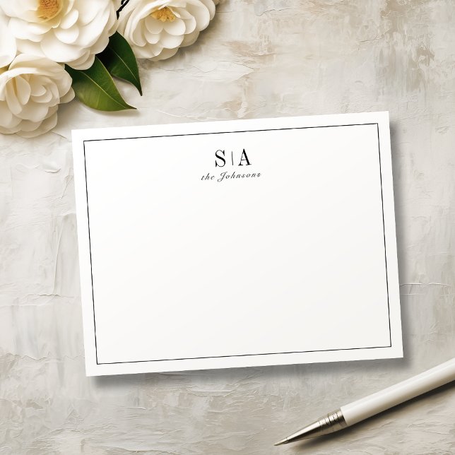 Minimalist monogram personalised Stationery Card (Minimalist monogram personalized Stationery Note Card)