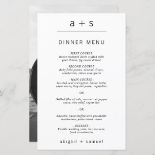 Minimalist Monogram Photo Simple Wedding Menu