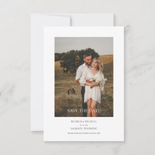 Minimalist Monogram Photo Vertical Save the Date
