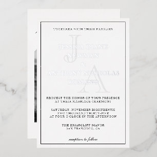 Minimalist Monogram Photo Wedding Foil Invitation