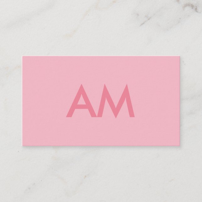 Minimalist Monogram Pink Business Card (Front)