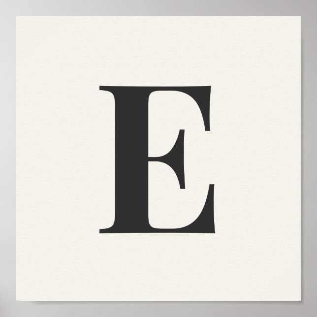 Minimalist Monogram Poster | Gray & Ivory Initial  (Front)