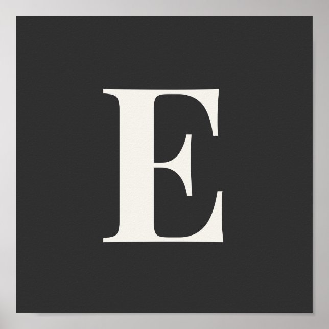 Minimalist Monogram Poster | Grey & Ivory Initial  (Front)